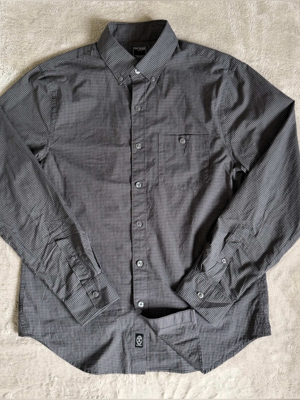 Todd Snyder Men's Gray Checked Button-Down Shirt Men’s Medium